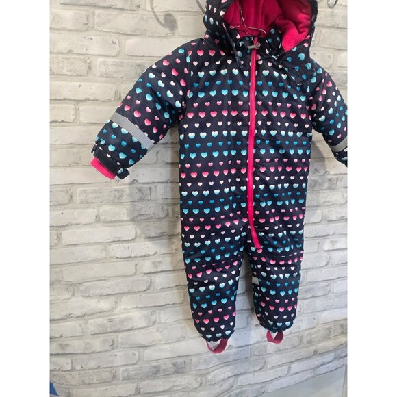 Topo Mini Girls One Piece Snow Suit Fleece Lined SIze 18-24 Months Crisp Clean - Picture 3 of 8